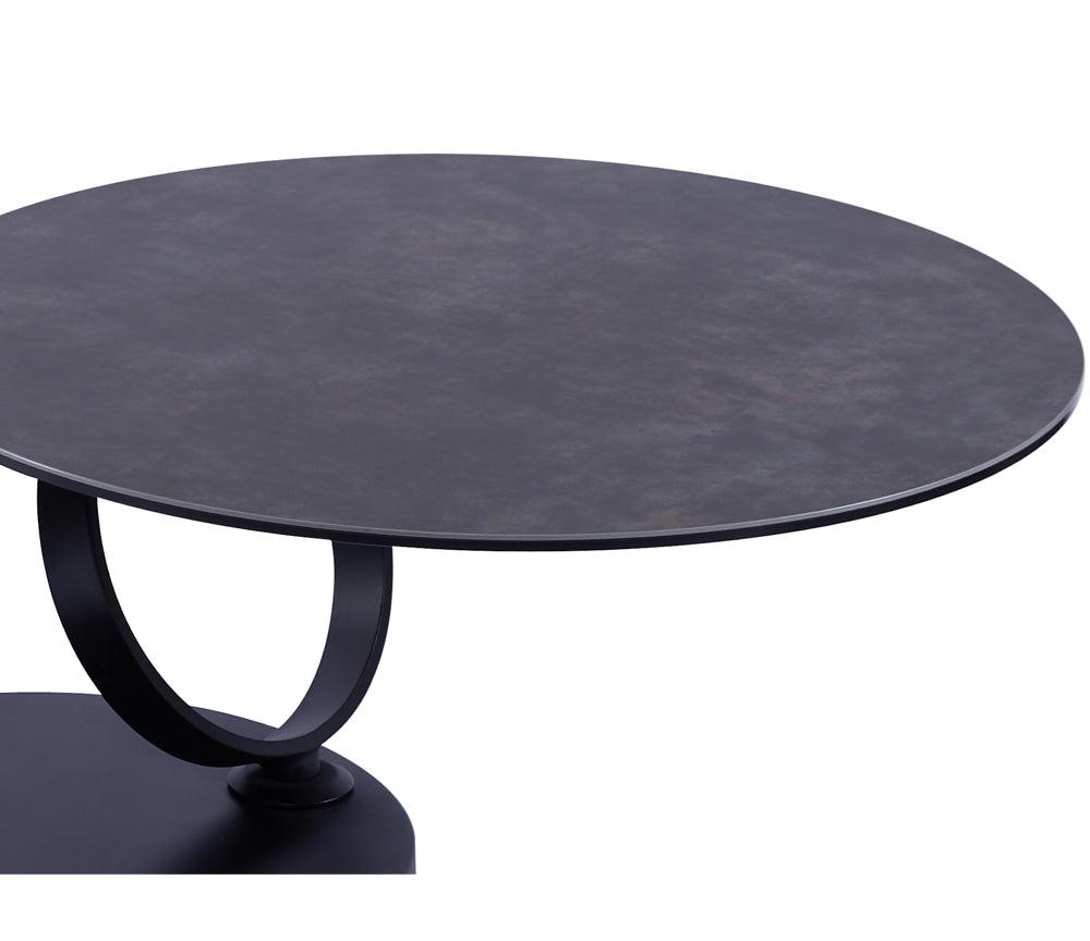 Table basse céramique gris foncé ronde pivotante design - Rose