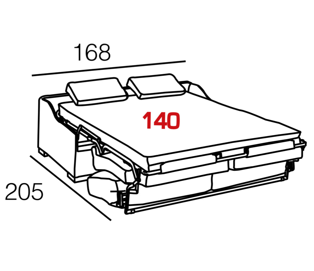 Canapé convertible 140 rapido gris L 168cm - Taha