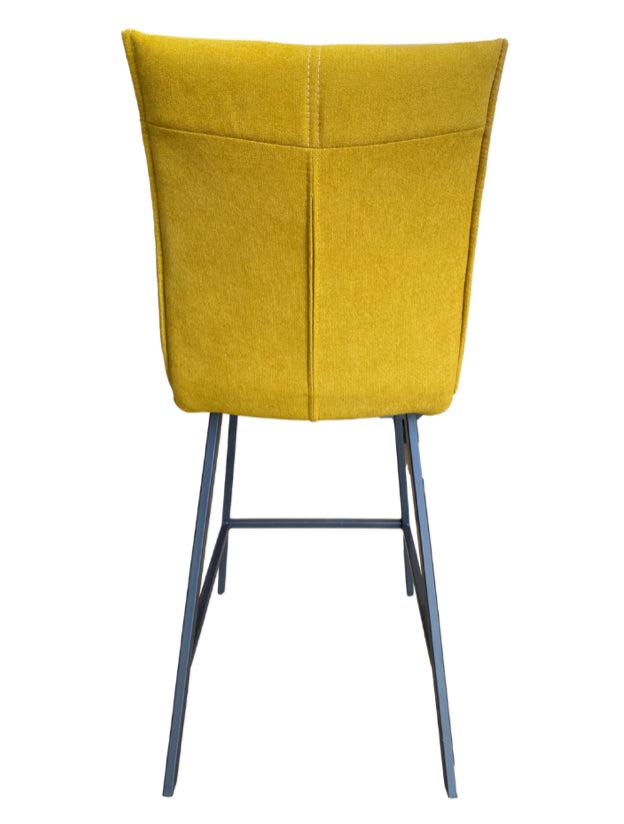 Lot de 2 chaises de bar confortable pieds métal tissu jaune - Veronica