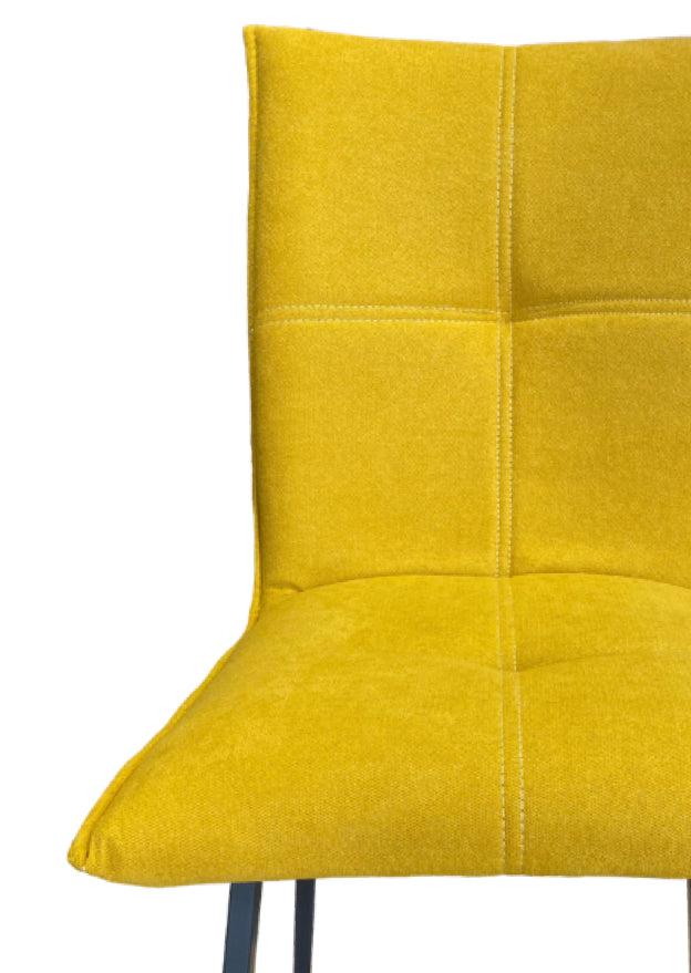 Chaise haute de bar confortable pieds métal tissu jaune - Veronica