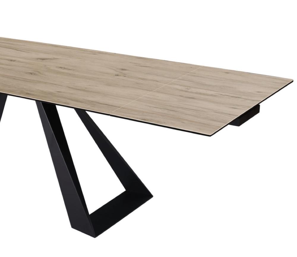 Table de salle a manger céramique extensible bois pieds métal