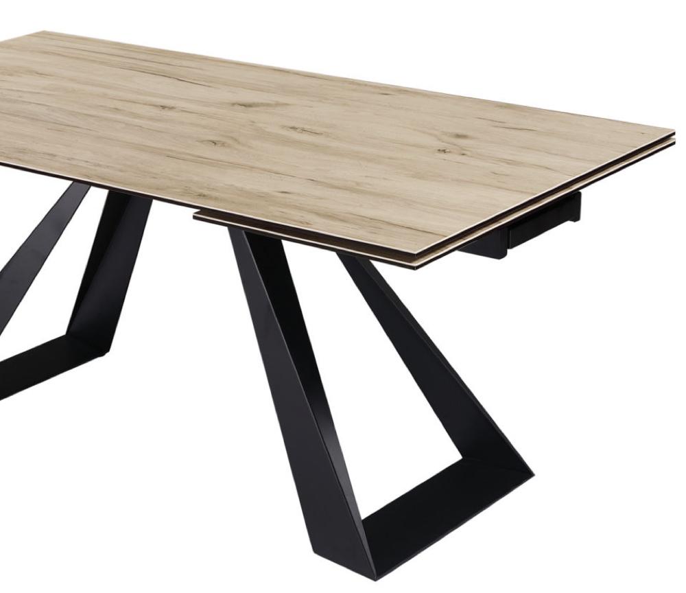 Table de salle a manger céramique extensible bois pieds métal