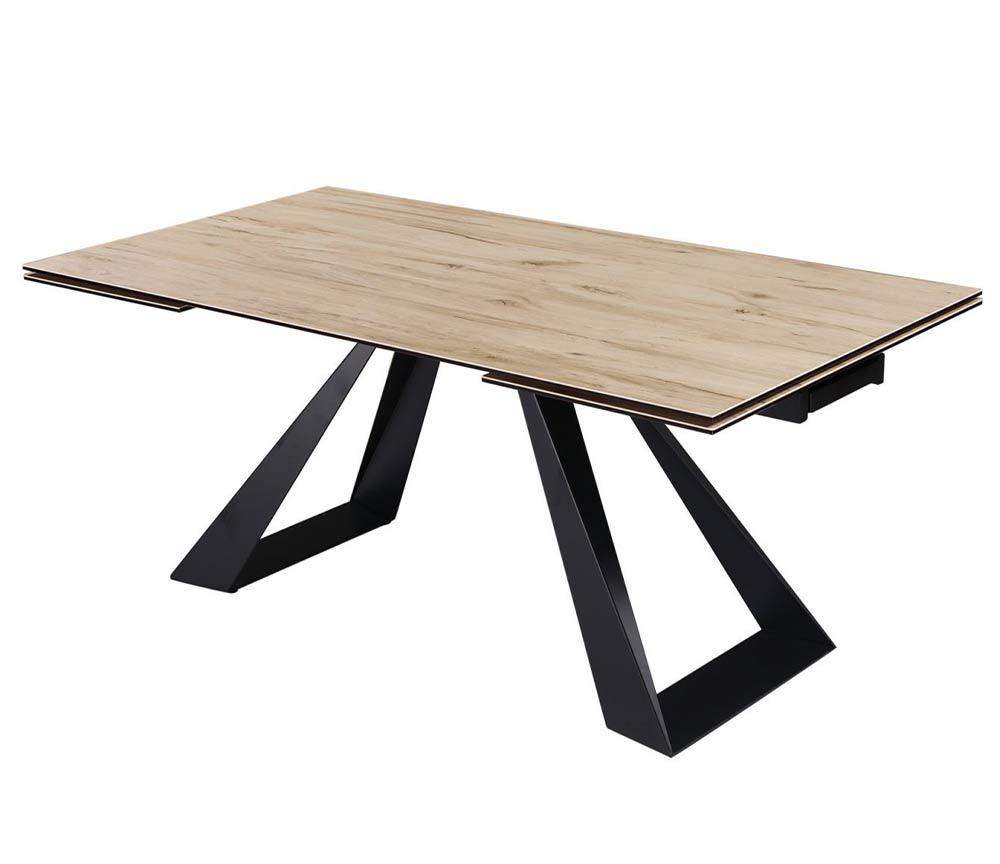 Table de salle a manger céramique extensible bois pieds métal