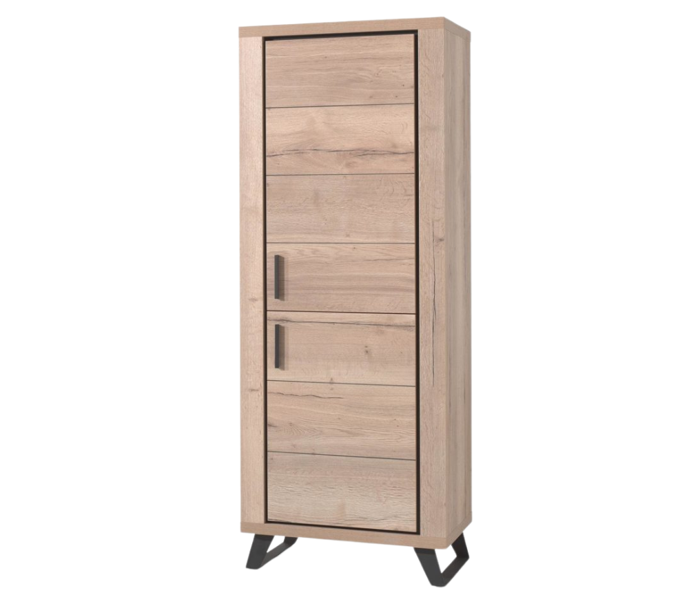 Buffet haut colonne bois 2 portes design pieds métal - Rosa