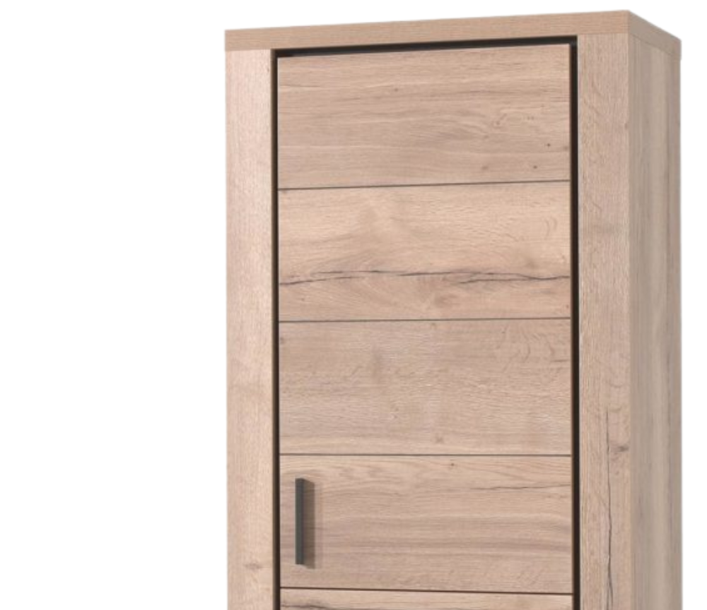 Buffet haut colonne bois 2 portes design pieds métal - Rosa