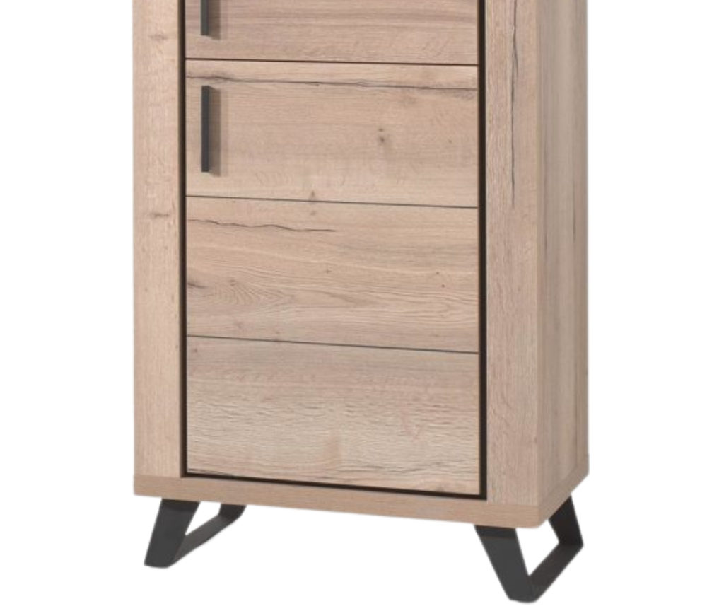 Buffet haut colonne bois 2 portes design pieds métal - Rosa