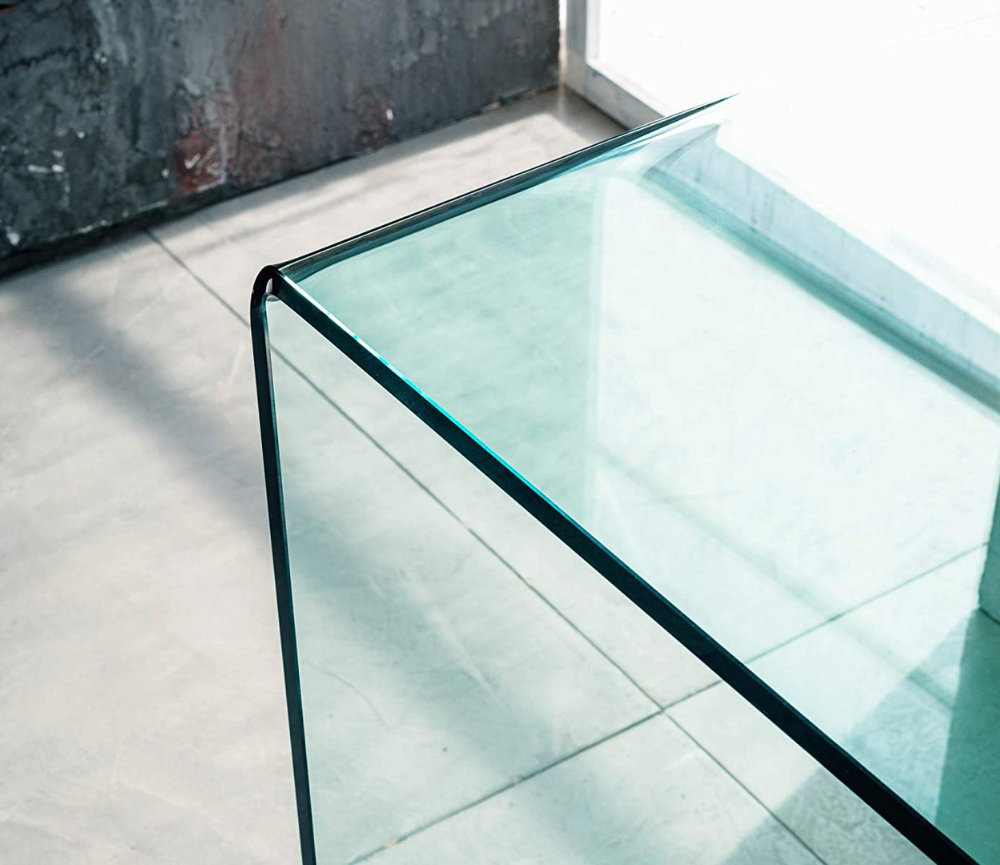 Bureau en verre courbé design minimaliste