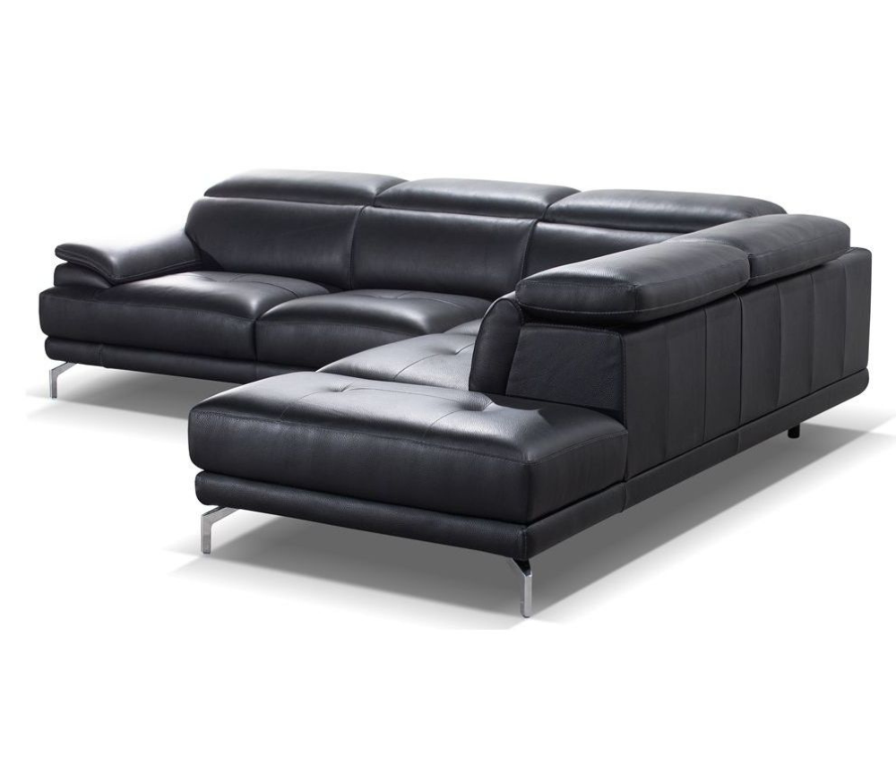 Canapé d'angle gris en cuir design pieds métal - Souffle d'intérieur