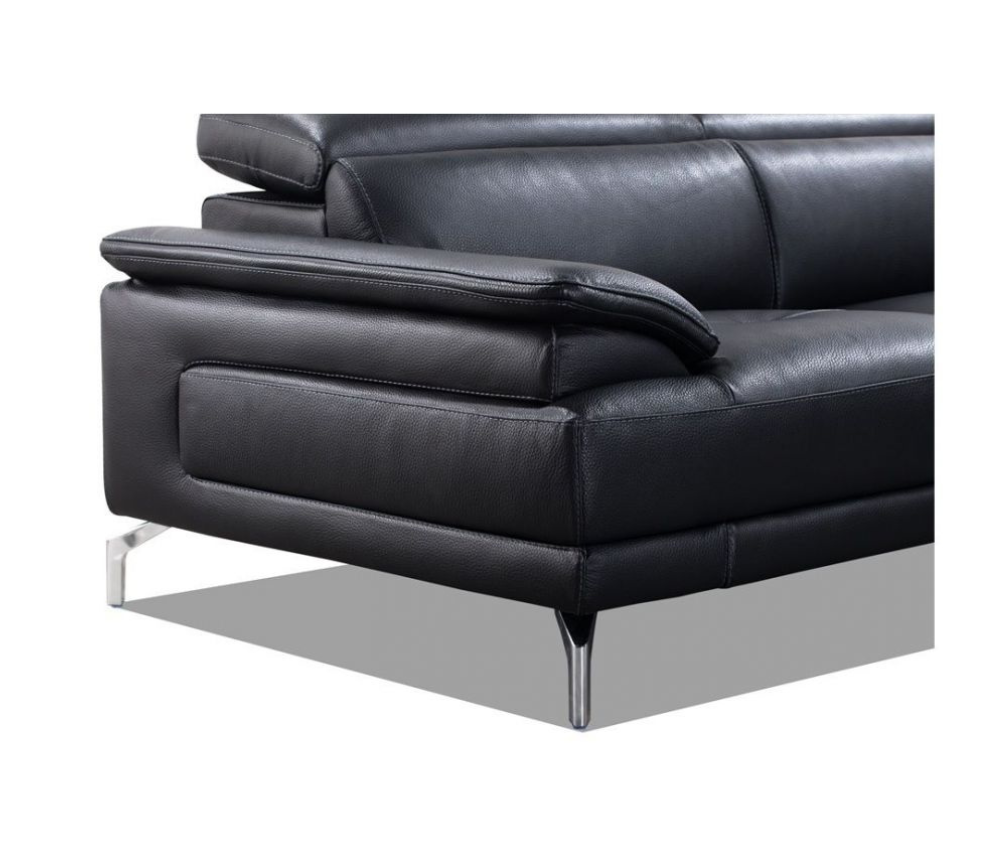 Canapé d'angle gris en cuir design pieds métal - Souffle d'intérieur