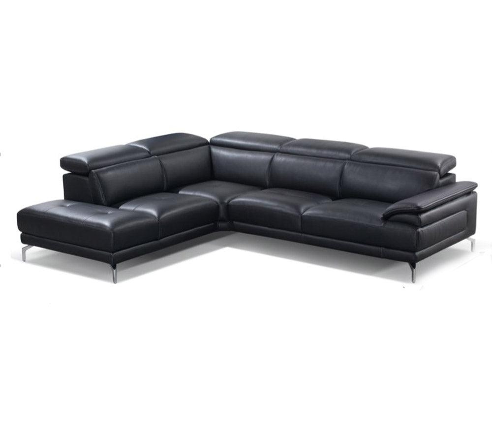 Canapé d'angle gris en cuir design pieds métal - Souffle d'intérieur