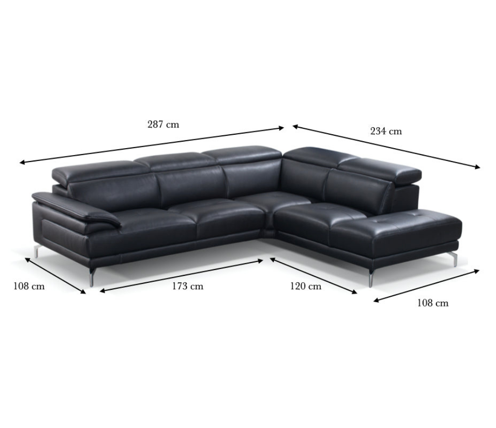 Canapé d'angle gris en cuir design pieds métal - Souffle d'intérieur
