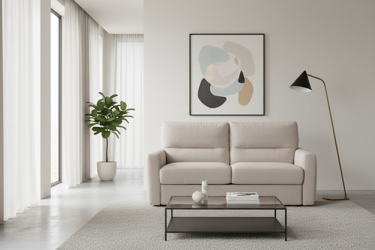 Canapé convertible beige 3 places Rita – vue de face