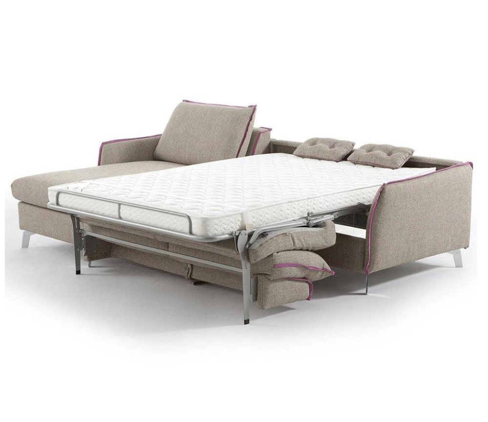 Canapé d'angle beige convertible en tissu design 278 x 175cm - Martin