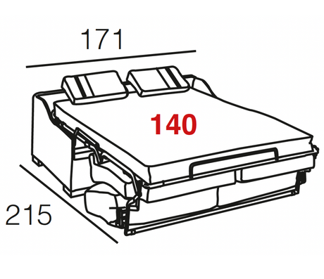 Canapé rapido convertible 140 lit tissu gris avec matelas 18 cm - Souffle d'intérieur