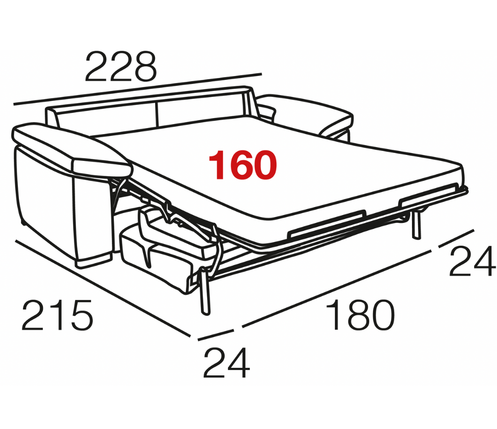 Canapé lit convertible rapido en tissu matelas 18cm - Patricia