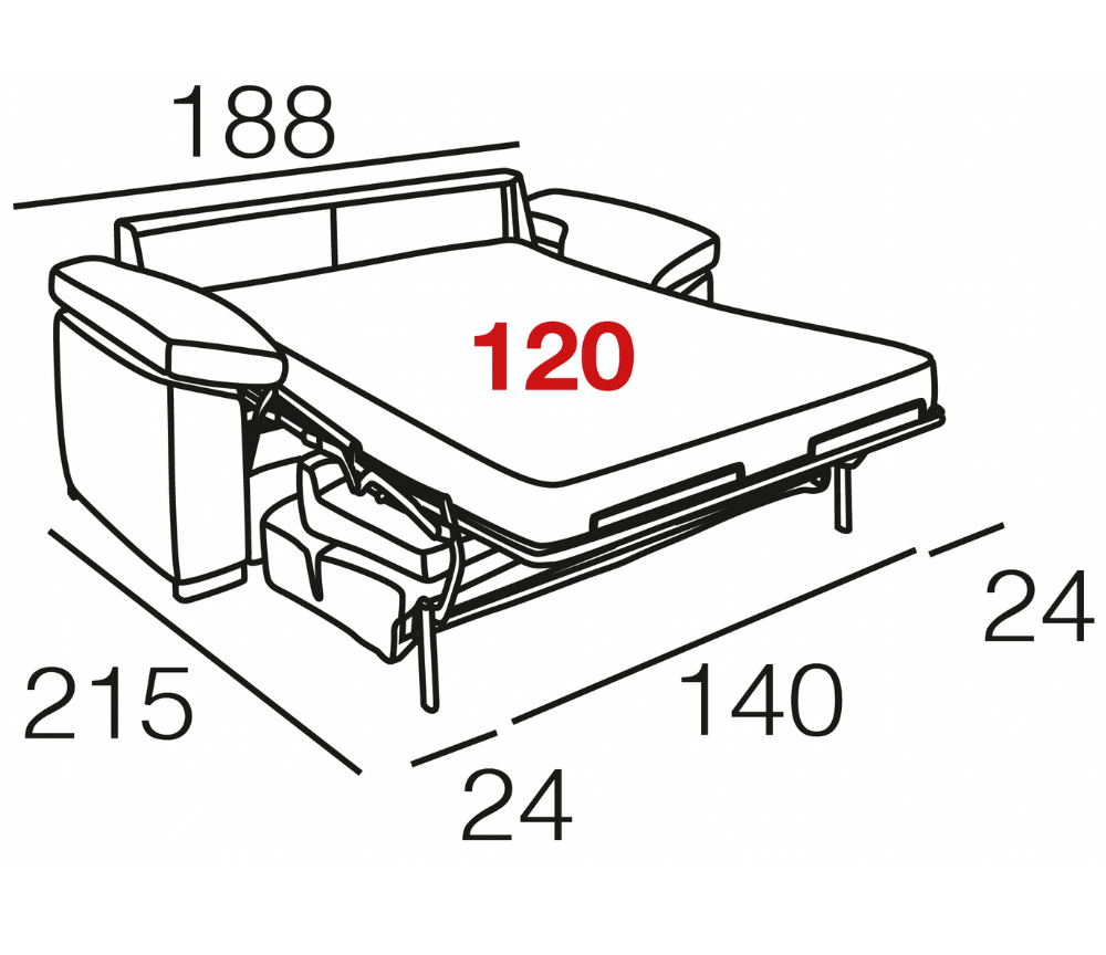 Canapé lit convertible rapido en tissu matelas 18cm - Patricia