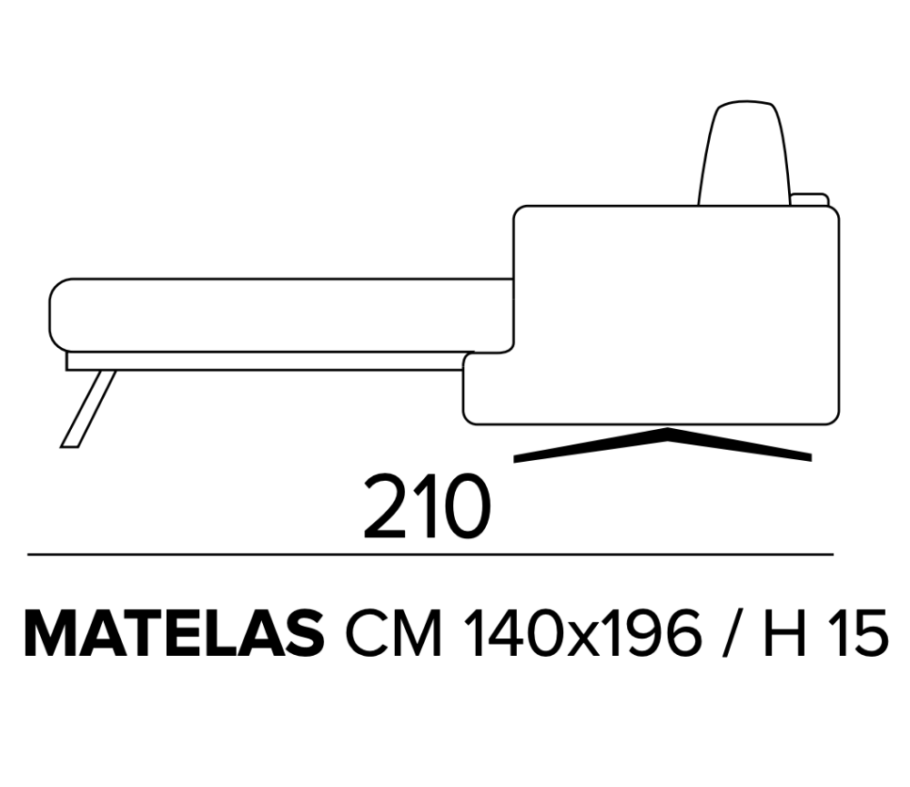 dimensions ouvert du Canapé convertible 140 en tissu marron design rapido et pieds métal - Souffle d'intérieur