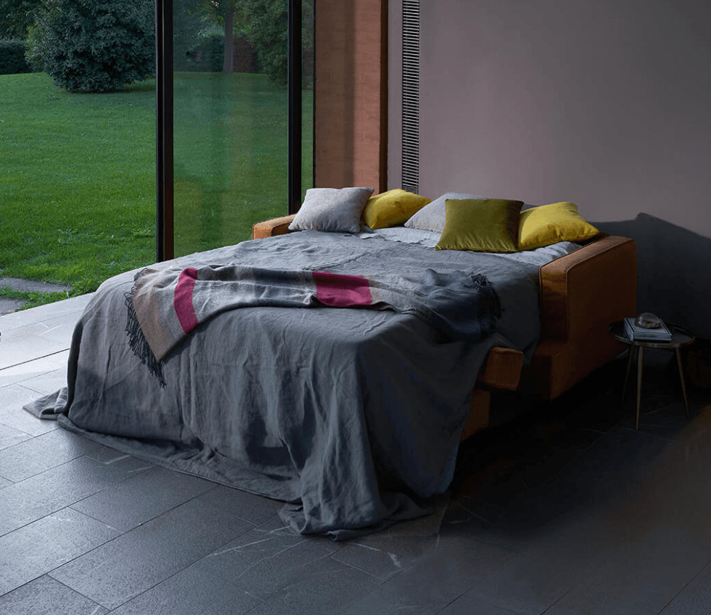 Canapé convertible rapido marron en tissu confortable pour salon moderne