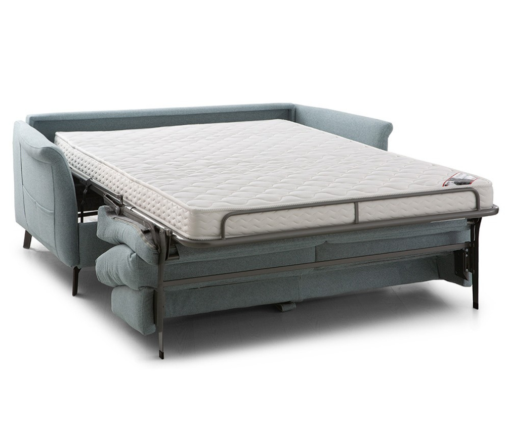 Canapé convertible 140 tissu bleu design rapido confortable - Fannie