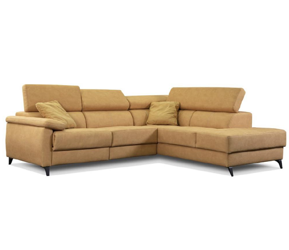 Canapé d'angle relaxation électrique en tissu jaune 281 x 226cm - Monica