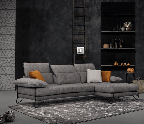 Canapé d'angle gris anthracite foncé avec dossiers avance recule - Souffle d'intérieur