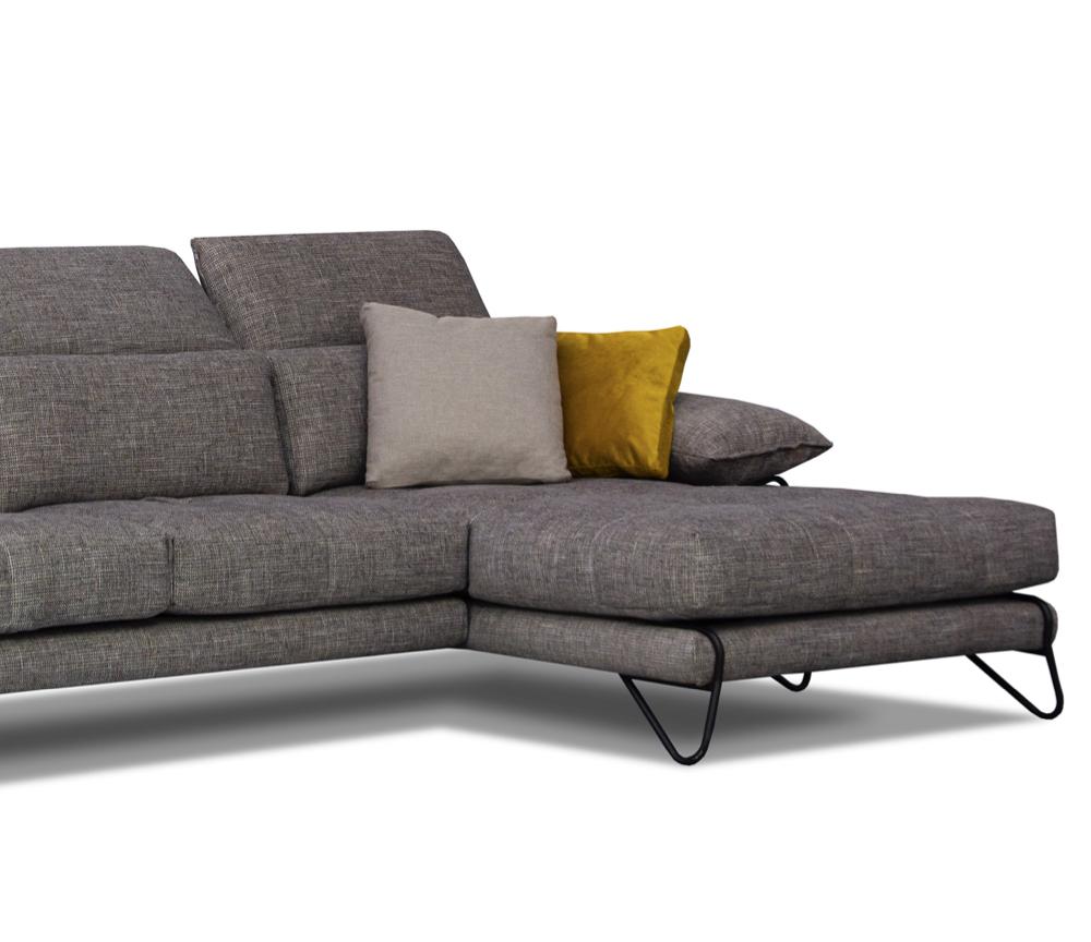Canapé d'angle gris anthracite avec dossiers avance recule 291x173cm - Mona