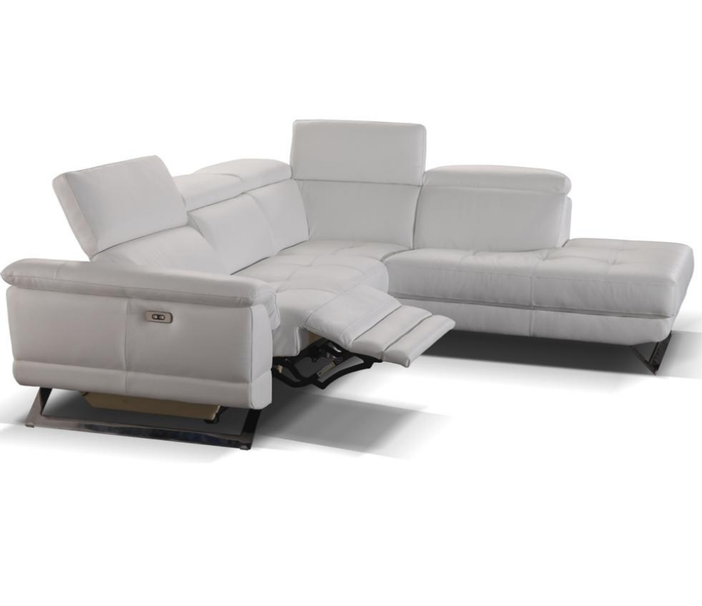 Canapé d'angle cuir relax méridienne blanc contemporain - Finda