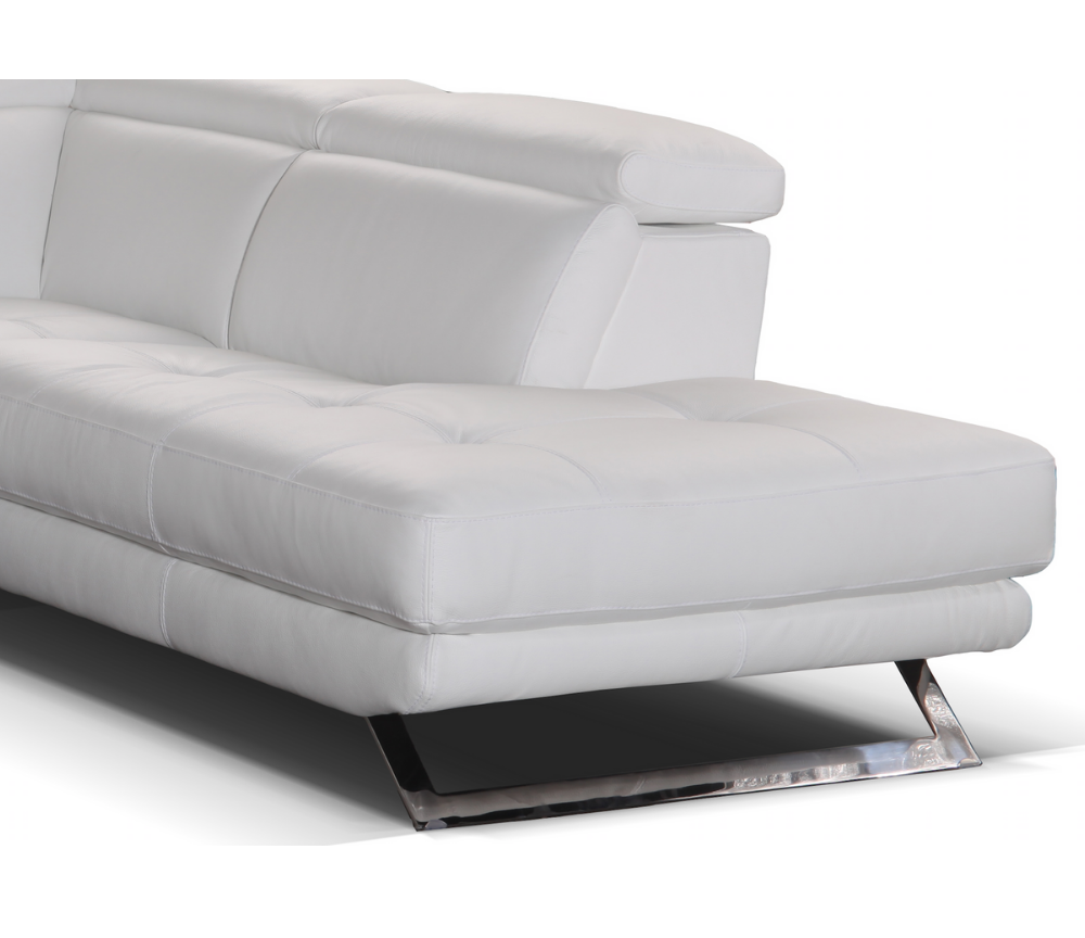 Canapé d'angle cuir relax méridienne blanc contemporain - Finda