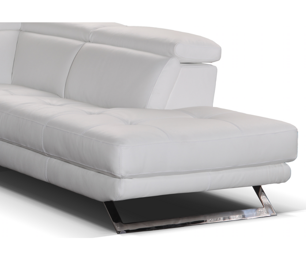 Canapé d'angle méridienne relaxation en cuir blanc - Souffle d'intérieur