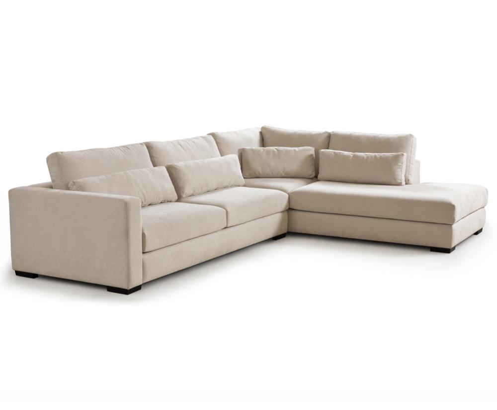 Canapé d'angle beige méridienne contemporain en tissu