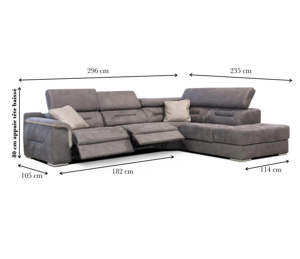 Canapé d'angle relax électrique contemporain tissu gris - Souffle d'intérieur