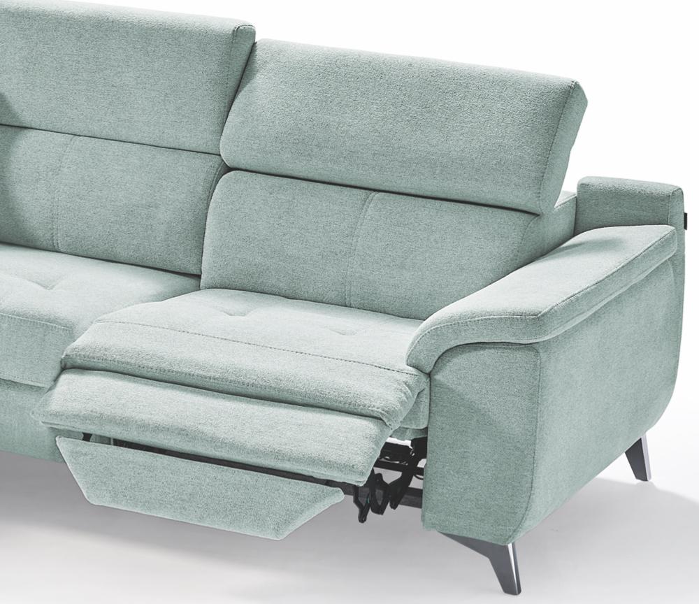 Canapé d'angle relaxation méridienne électrique en tissu vert - City