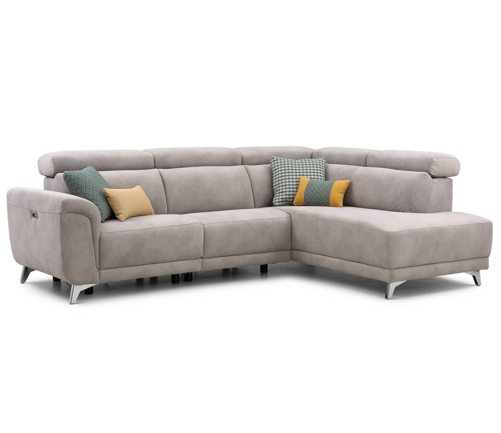 canapé d'angle relax electrique avec meridienne tout en tissu