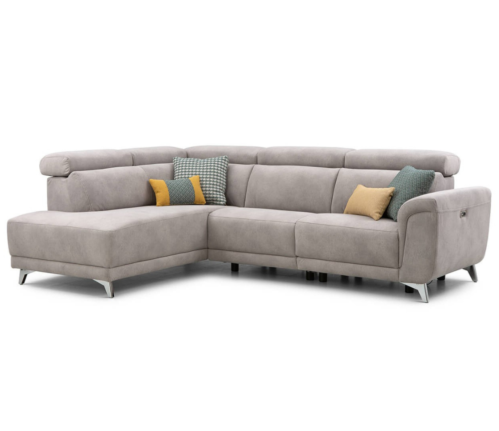 canapé d'angle relax electrique avec meridienne tout en tissu
