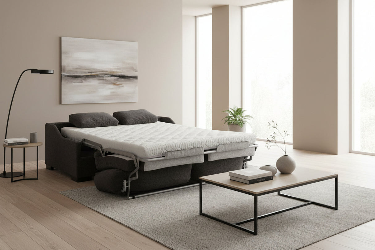 Canapé convertible 3 places Taha – système rapido – ouvert – tissu