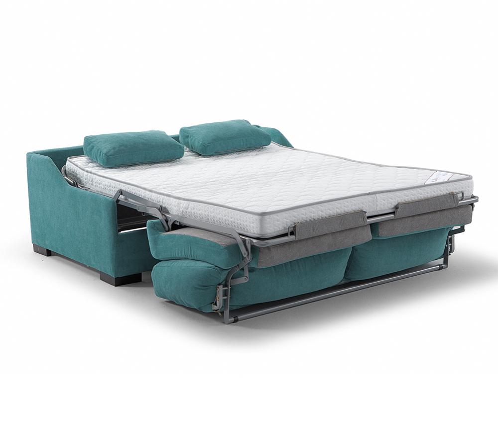 Canapé rapido convertible lit en tissu bleu moderne - Taha