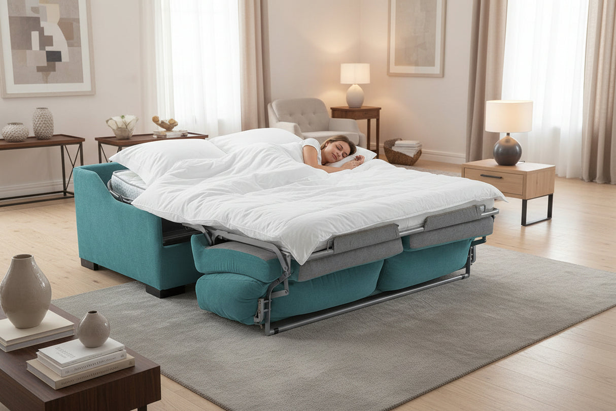 Canapé convertible en lit Taha – système rapido – ouvert – tissu
