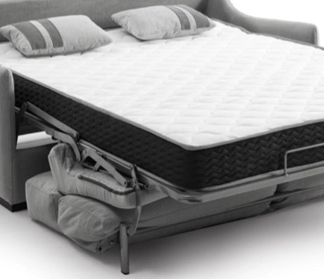 Canapé rapido convertible 140 lit tissu gris avec matelas 18 cm avec zoom matelas - Souffle d'intérieur