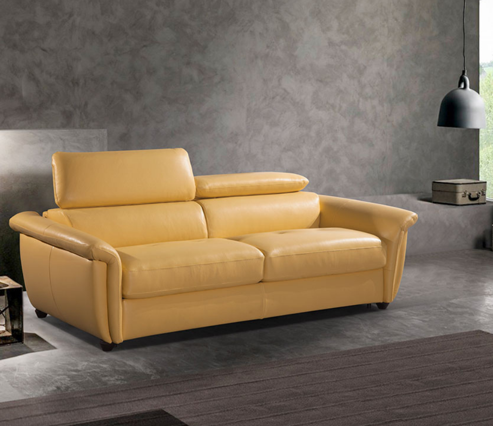 Canapé lit convertible rapido cuir jaune moderne et confortable - Connie