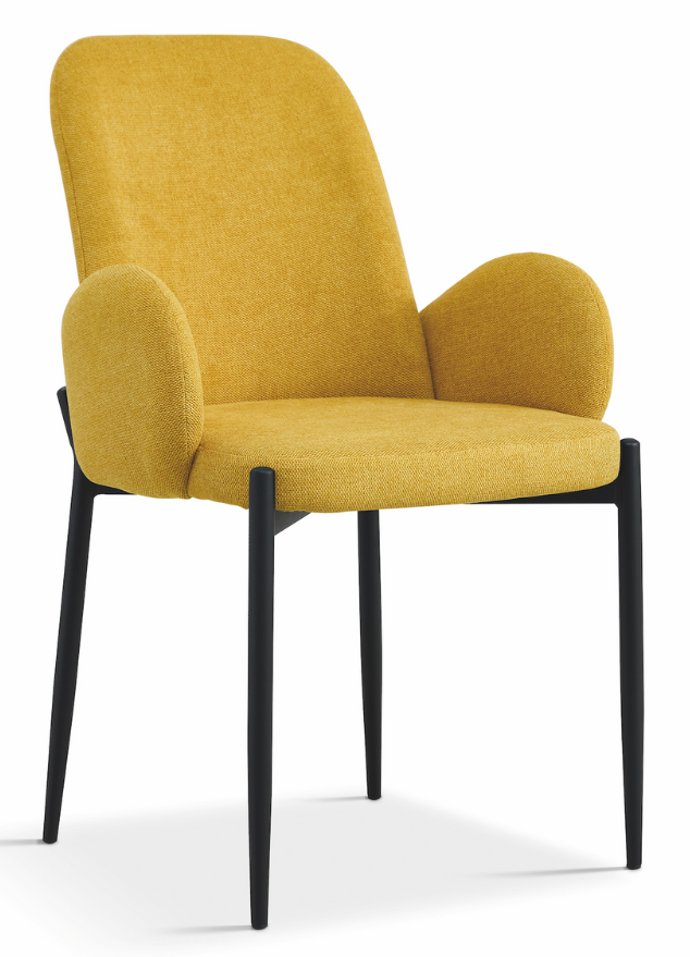 Chaise avec accoudoir de salle a manger tissu jaune L60cm - Bluebell