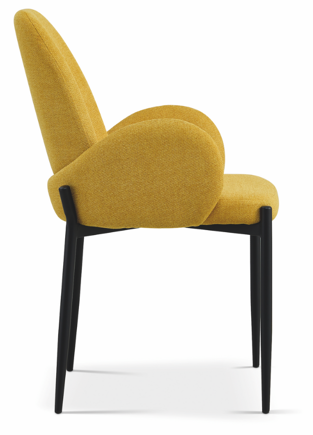 Chaise avec accoudoir de salle a manger tissu jaune L60cm - Bluebell