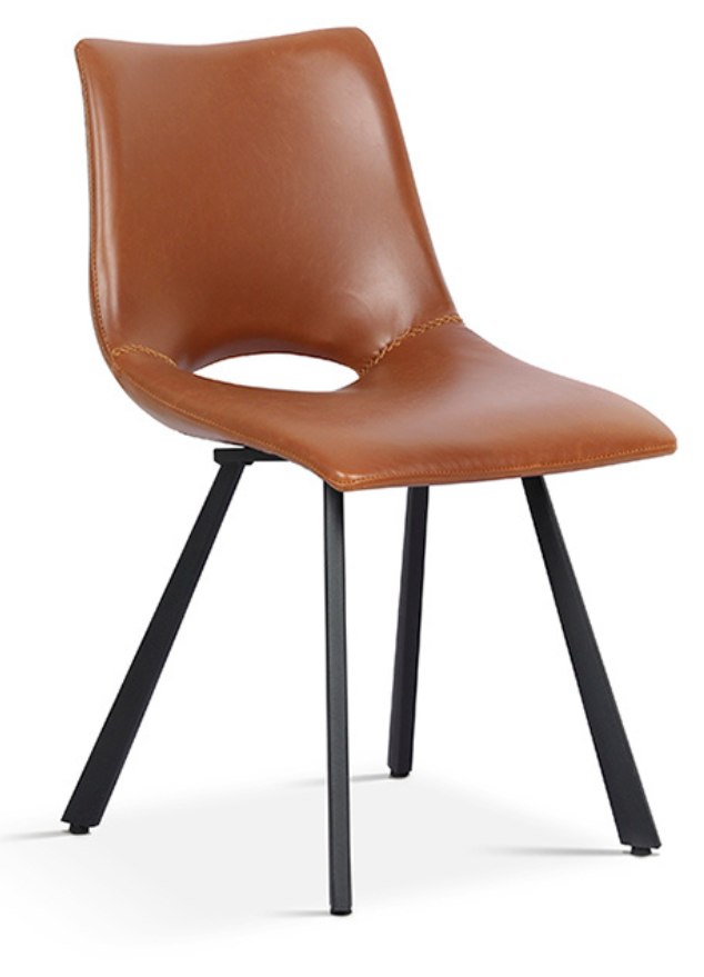 Chaise cognac pieds metal contemporaine - Souffle d'intérieur
