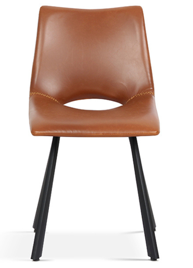 Chaise cognac pieds metal contemporaine - Souffle d'intérieur