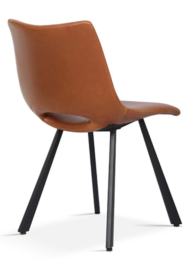 Chaise cognac pieds metal contemporaine - Souffle d'intérieur