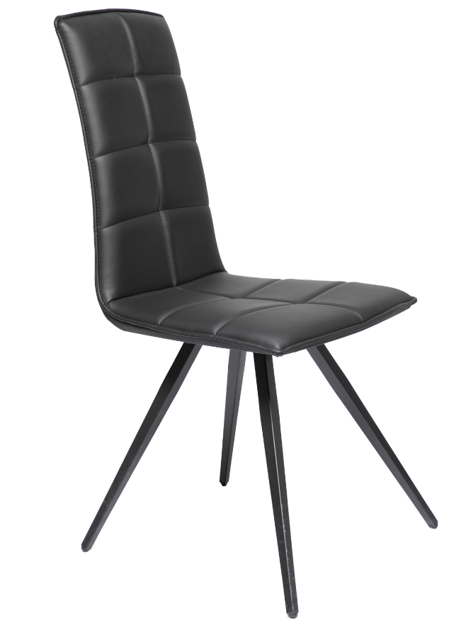 Chaise cuir noir design pivotante et pieds métal contemporain - Orelie-Chaises de cuisine et de salle à manger-SOUFFLE D’INTÉRIEUR