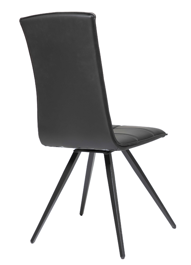 Chaise cuir noir design pivotante et pieds métal contemporain - Orelie-Chaises de cuisine et de salle à manger-SOUFFLE D’INTÉRIEUR