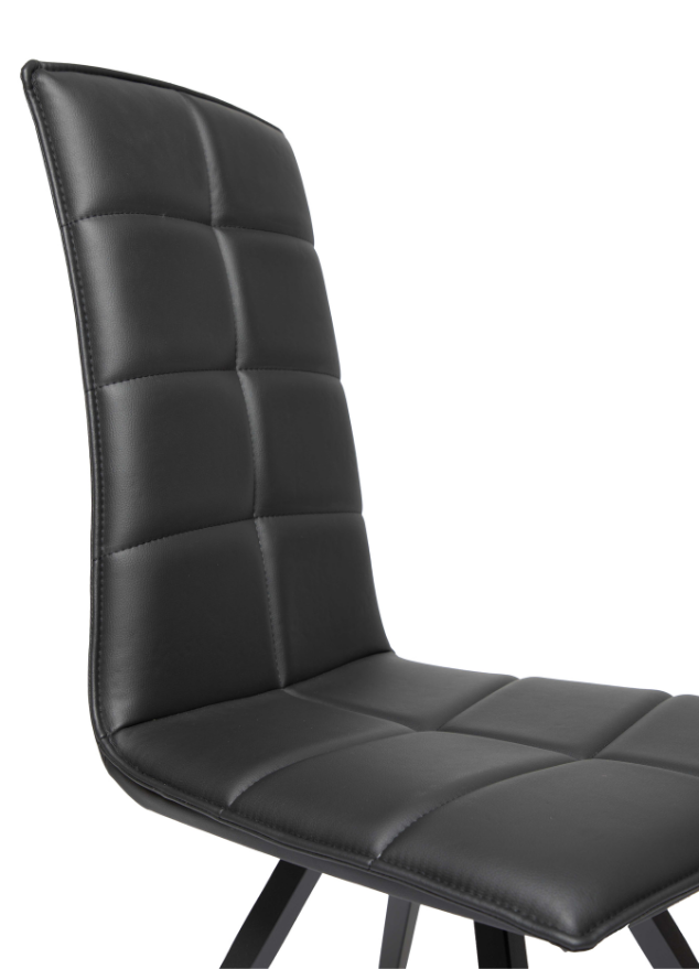 Chaise cuir noir design pivotante et pieds métal contemporain - Orelie-Chaises de cuisine et de salle à manger-SOUFFLE D’INTÉRIEUR