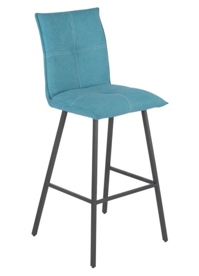 Chaise de bar confortable pieds métal tissu bleu - Veronica