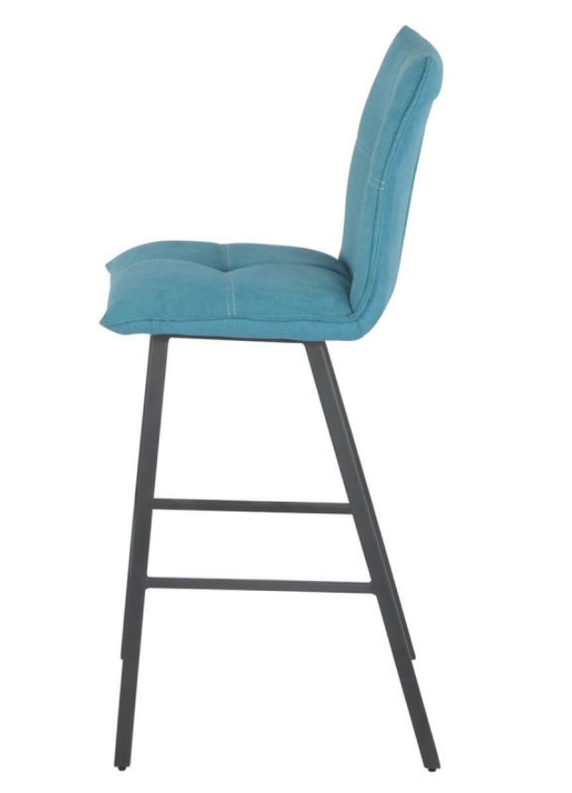 Chaise de bar confortable pieds métal tissu bleu - Veronica