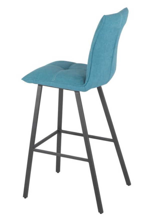 Chaise de bar confortable pieds métal tissu bleu - Veronica